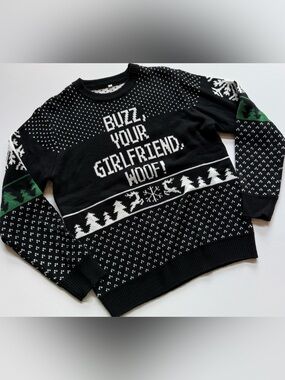 Costume Agent Men’s L Buzz Your Girlfriend Woof Christmas Sweater Black Movie